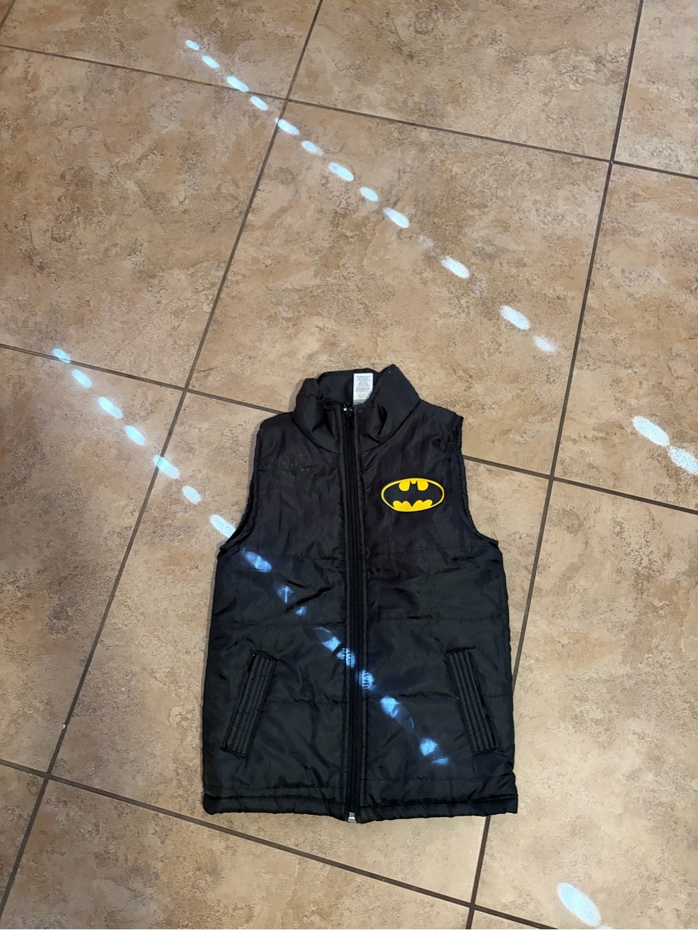 Batman Black Vest with Yellow Logo - Kids Superhero Puffer